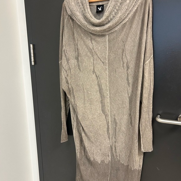 NU Denmark L Tan Cowl Neck Dress with Relaxed Fit- wool blend/collar angora/wool - Picture 13 of 13